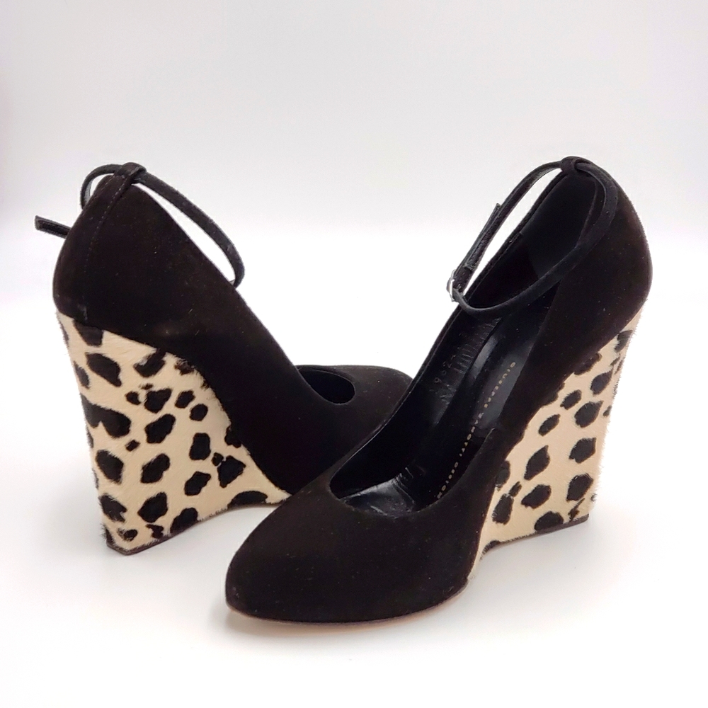 Giuseppe Zanotti Black Suede Calf Hair Wedge